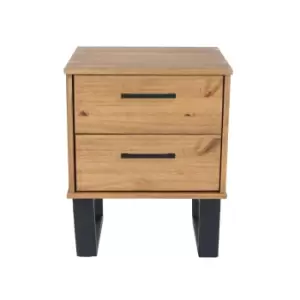2 Drawer Bedside Cabinet Antique Waxed Pine