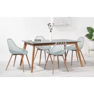 Out & out York Grey 150cm Dining Table with 4 Aurora Chairs in Teal