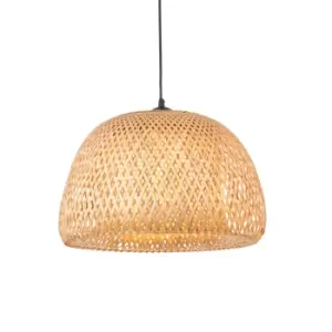 Bali Single Pendant Ceiling Lamp, Natural Bamboo, White, Matt Black