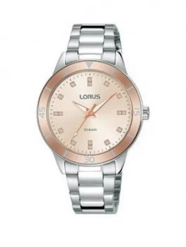 Lorus Lorus Rose Sunray Crystal Set Dial Stainless Steel Bracelet Ladies Watch