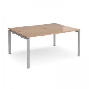 Adapt back to back desks 1600mm x 1200mm - silver frame and beech top
