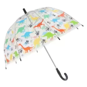 X-Brella Childrens/Kids Transparent Dinosaur Themed Stick Umbrella (Kids) (Multicoloured)