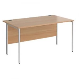 Rectangular Straight Desk with Beech Coloured MFC Top and Silver H-Frame Legs Contract 25 1400 x 800 x 725mm