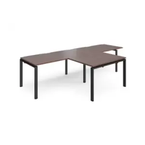 Bench Desk 2 Person With Return Desks 3200mm Walnut Tops With Black Frames Adapt