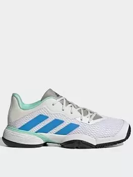 adidas Barricade Tennis Shoes, White/Blue, Size 2.5 Older