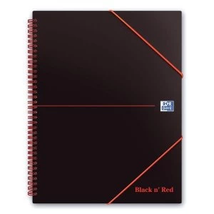 Black n Red Meeting Book Plastic Wirebound Rear Elasticated 3-Flap Folder A5plus Pack 5