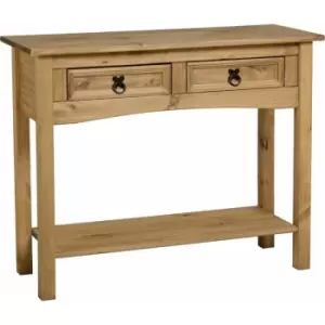 Seconique Corona Mexican Pine Console Table with Shelf and 2 Drawers