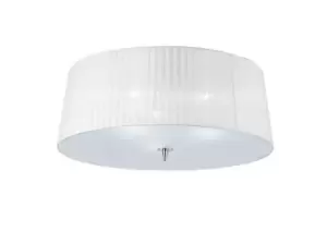 Loewe Flush Ceiling 3 Light E27, Polished Chrome with White Shade