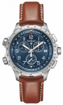 Hamilton Khaki Aviation X-Wind GMT Blue Dial Brown Watch