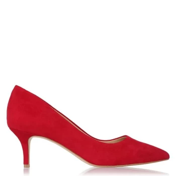 Linea Kitten Heel Shoes - Red Suede