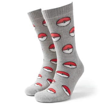 Mens Pokemon Pokeball Socks - Grey - UK 4-7.5