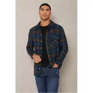 I Saw It First Navy Mens Check Shacket - Blue