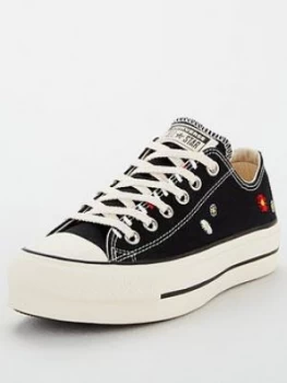 Converse Chuck Taylor All Star Embroidered Ox Lift - Black, Size 5, Women