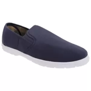 Scimitar Mens Twin Gusset Slip On Casual Textile Shoes (12 UK) (Navy Blue Denim)