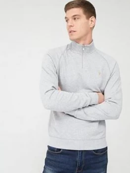 Farah Jim Quarter Zip Sweatshirt - Light Grey Marl Size XL, Men
