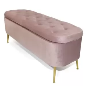 FWStyle Traditional Pink Velvet Ottoman Storage Seat
