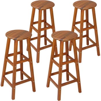 Casaria - set of 4 bar stools acacia wood solid rustic 150kg resilient bar stool counter stool kitchen stool outdoor kitchen bar