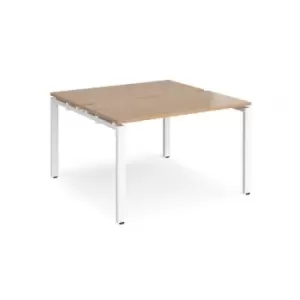 Bench Desk 2 Person Rectangular Desks 1200mm Beech Tops With White Frames 1200mm Depth Adapt