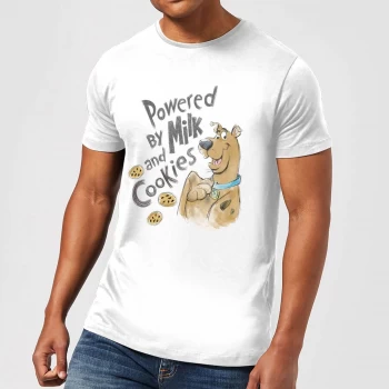 Scooby Doo Powered By Milk And Cookies Mens T-Shirt - White - XS