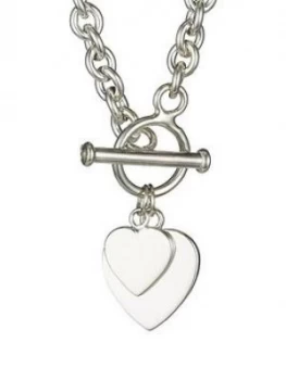 The Love Silver Collection Elements Sterling Silver Double Heart T-Bar Pendant, Women