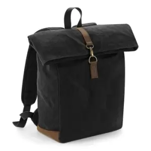 Quadra Heritage Waxed Canvas Leather Accent Backpack (One Size) (Black)