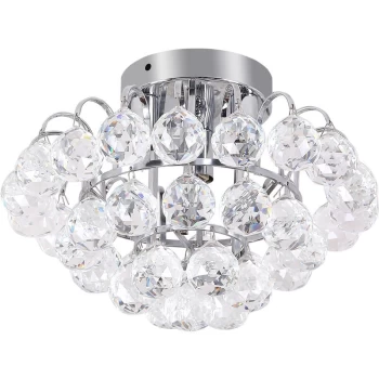 Homcom - Ceiling Lamp Chandelier Flush Mount 3 Light Crystal Silver Ф30cm Hallway