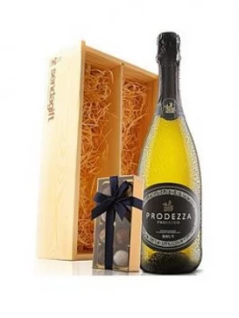 Virgin Wines Prosecco & Chocolates In Wooden Gift Box