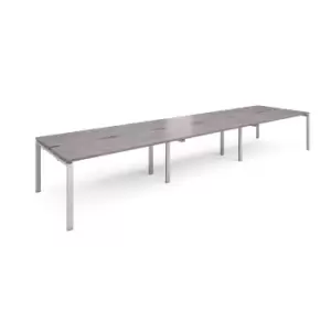 Adapt 6 Person Bench Office Desk - 4800mmx1200mm - Silver - Grey Oak