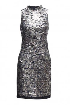French Connection Moon Rock Sparkle Dress Silver