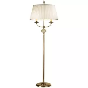 Classic floor lamp ASCOT antique brass 2 bulbs