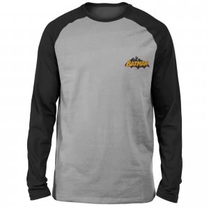 DC Batman Logo Embroidered Unisex Long Sleeved Raglan T-Shirt - Grey/Black - L