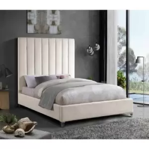 Alexo Upholstered Beds - Plush Velvet, Small Double Size Frame, Cream - Cream