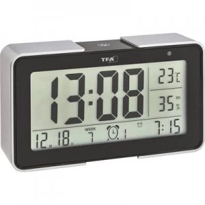 TFA Dostmann 60.2540.01 Radio Alarm clock Black, Silver Alarm times 3