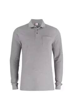 Basic Melange Long-Sleeved Polo Shirt