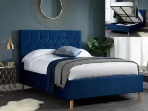 Birlea Loxley 4ft Small Double Midnight Blue Fabric Ottoman Bed Frame