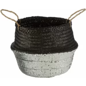 Medium Natural Silver/Black Seagrass Basket Decorative Storage Baskets With Handles For Daily Use Store Clothes Shoes And Bags In Handwoven Baskets