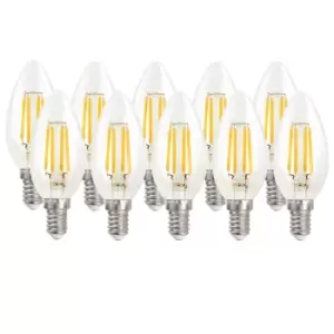 4.5 Watts E14 LED Bulb Clear Candle Warm White Dimmable, Pack of 10
