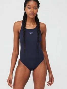Speedo Endurance + Medalist Swimsuit - Navy, Size 38, Women