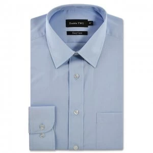 Double Two Pale blue classic cotton blend Easy iron shirt - 15.5