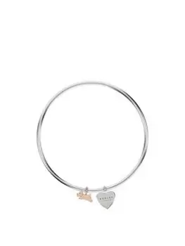 Radley Ladies Silver Plated Handing Dog And Heart Charm Bangle