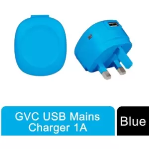 1A usb 3Pin Mains Eco-friendly Charger - Blue - GVC