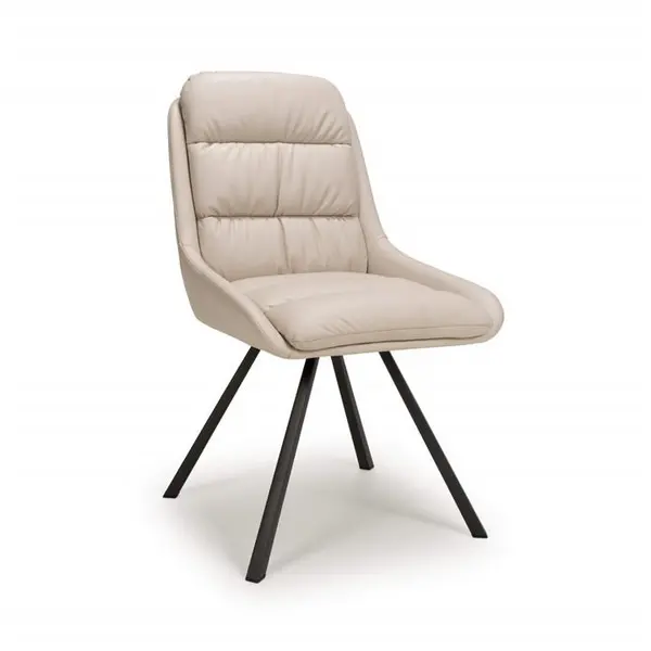 Shankar Arnhem Swivel Leather Effect Cream Dining Chairs - Cream 644786cm