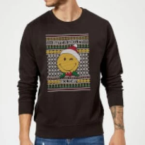 Smiley World Have A Smiley Holiday Christmas Sweatshirt - Black - XL