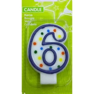 Amscan Number 6 Candle With Polka Dots