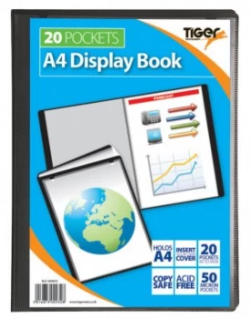Tiger A4 Presentation Display Book Black 20 Pocket