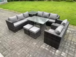 10 Seater Wicker PE Rattan Outdoor Furniture Lounge Sofa Garden Dining Set with Dining Table Side Table