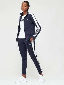 Adidas 3 Stripe Full Zip Tracksuit - Navy/White, Size XS, Women