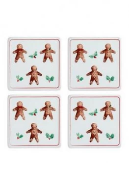 Gisela Graham Gingerbread Men Coasters Set Of 4