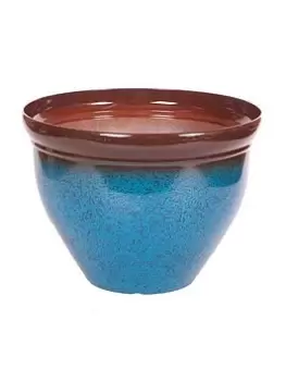 Yougarden Blue Ceramic Look Plastic Planter - wilko