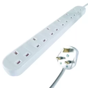 6-Way Power Extension Lead White 27-6030